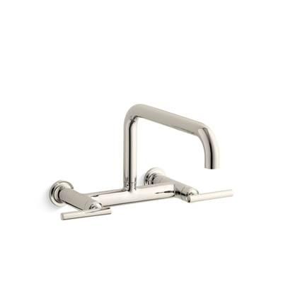 Kohler Purist Two-hole wall-mount bridge kitchen sink faucet - Vibrant Polished Nickel by Kohler
