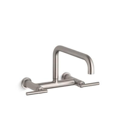 Kohler Purist Two-hole wall-mount bridge kitchen sink faucet - Vibrant Stainless by Kohler