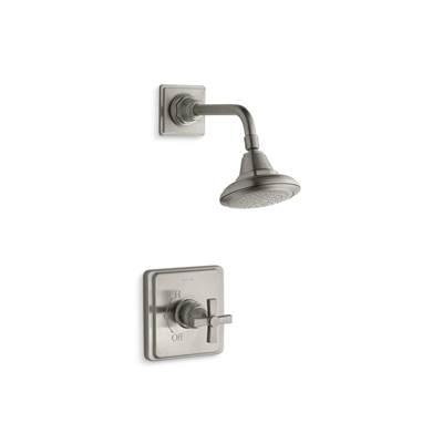 Kohler Pinstripe Pure Rite-Temp shower trim kit with cross handle, 2.5 gpm - Vibrant Brushed Nickel by Kohler