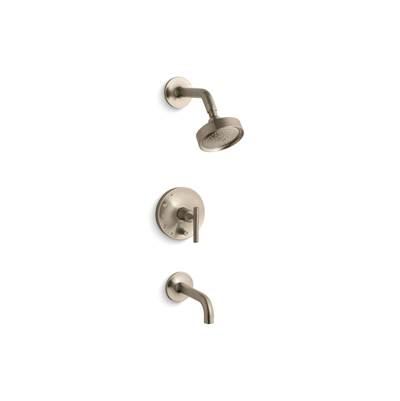 Kohler Purist Rite-Temp bath and shower trim kit with push-button diverter and lever handle, 2.5 gpm - Vibrant Brushed Bronze by Kohler