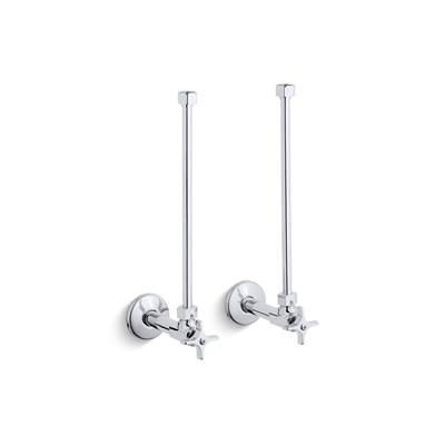 Kohler Pair 1/2'' NPT angle supplies with stop, cross handle and annealed vertical tube - Polished Chrome by Kohler