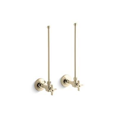 Kohler Pair 3/8'' NPT angle supplies with stop, cross handle and annealed vertical tube - Vibrant French Gold by Kohler
