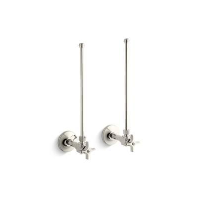 Kohler Pair 3/8'' NPT angle supplies with stop, cross handle and annealed vertical tube - Vibrant Polished Nickel by Kohler