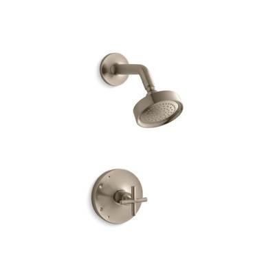 Kohler Purist Rite-Temp shower trim kit with cross handle, 2.5 gpm - Vibrant Brushed Bronze by Kohler