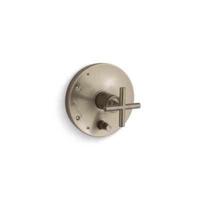 Kohler Purist Rite-Temp valve trim with push-button diverter and cross handle - Vibrant Brushed Bronze by Kohler