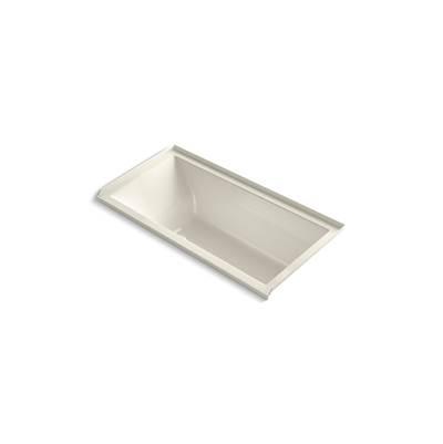 Kohler Underscore 60'' x 30'' alcove Heated BubbleMassageE air bath with Bask, right drain - Biscuit by Kohler
