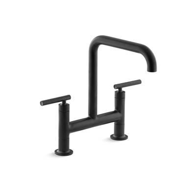 Kohler Purist Two-hole bridge kitchen sink faucet - Matte Black by Kohler