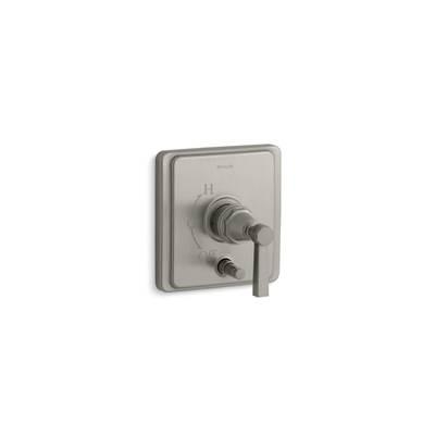 Kohler Pinstripe Rite-Temp valve trim with push-button diverter and lever handle - Vibrant Brushed Nickel by Kohler