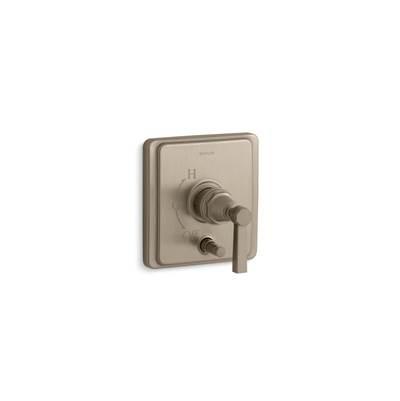 Kohler Pinstripe Rite-Temp valve trim with push-button diverter and lever handle - Vibrant Brushed Bronze by Kohler