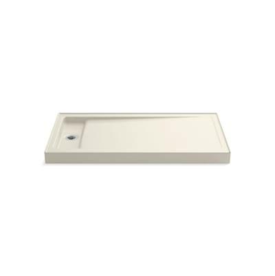 Bellwether 60'' x 32'' alcove shower base, left offset drain - Biscuit