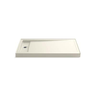 Bellwether 60'' x 34'' alcove shower base, left offset drain - Biscuit