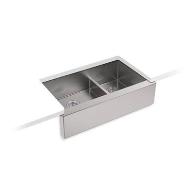 Kohler Strive Smart Divide 35-1/2'' undermount double-bowl farmhouse kitchen sink - Stainless Steel