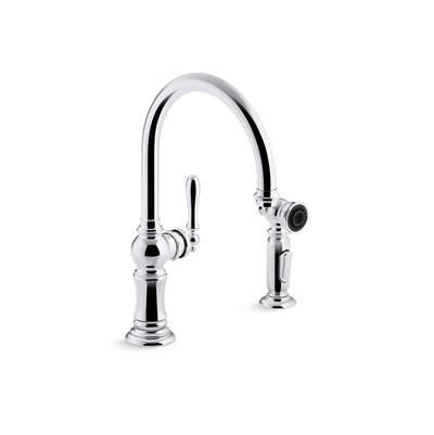 Artifacts Single-handle kitchen sink faucet with two-function sprayhead