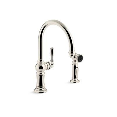 Artifacts Single-handle kitchen sink faucet with two-function sprayhead