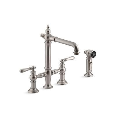 Artifacts Two-hole bridge kitchen sink faucet with side sprayer by Kohler
