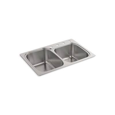 Kohler VerseE 33'' top-/undermount double-bowl kitchen sink - Stainless Steel by Kohler