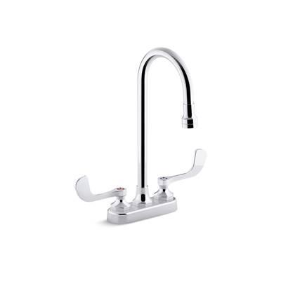 Kohler Triton Bowe 0.5 gpm centerset bathroom sink faucet with laminar flow, gooseneck spout and wristblade handles, drain not included - Polished Chrome by Kohler
