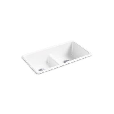 Kohler Iron/Tones Smart Divide 33'' top-/undermount double-bowl kitchen sink - White by Kohler