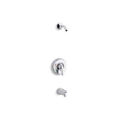 Kohler Coralais bath and shower valve trim with lever handle, red/blue indexing and NPT spout, less showerhead, project pack - Polished Chrome by Kohler