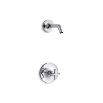 Kohler Purist Rite-Temp shower trim kit with cross handle, without showerhead - Polished Chrome by Kohler
