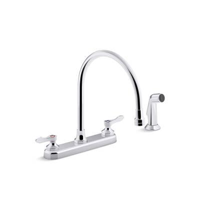 Kohler Triton Bowe 1.8 gpm kitchen sink faucet with 9-5/16'' gooseneck spout, matching finish sidespray, aerated flow and wristblade handles - Polished Chrome by Kohler
