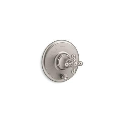 Artifacts Rite-Temp valve trim with push-button diverter and cross handle - Vibrant Brushed Nickel by Kohler