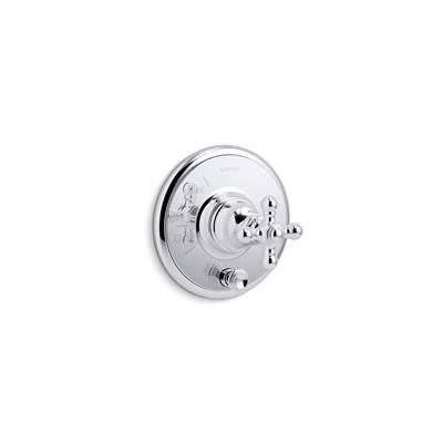Artifacts Rite-Temp valve trim with push-button diverter and cross handle - Polished Chrome by Kohler