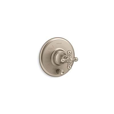 Artifacts Rite-Temp valve trim with push-button diverter and cross handle - Vibrant Brushed Bronze by Kohler