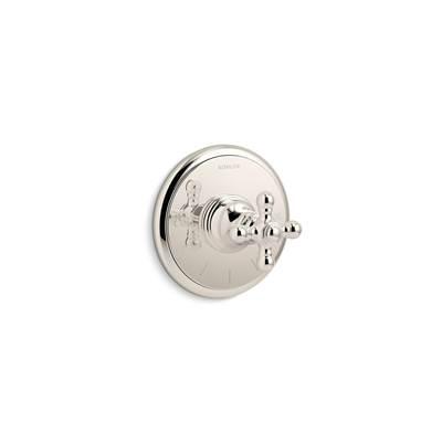 Artifacts MasterShower temperature control valve trim with cross handle - Vibrant Polished Nickel by Kohler