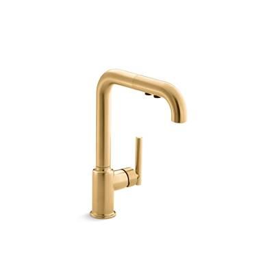 Kohler | Purist | Pull Out Kitchen Faucet - Vibrant Brushed Moderne Brass by Kohler