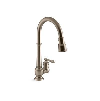 Artifacts Pull-down kitchen sink faucet with three-function sprayhead - Vibrant Brushed Bronze by Kohler