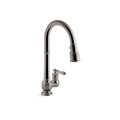 Artifacts Pull-down kitchen sink faucet with three-function sprayhead - Vibrant Titanium by Kohler