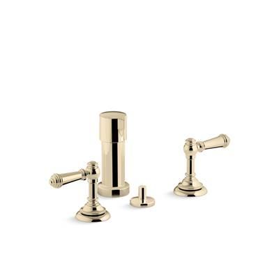Artifacts Widespread bidet faucet with lever handles - Vibrant French Gold by Kohler