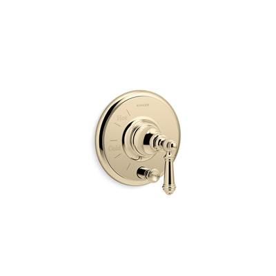 Artifacts Rite-Temp valve trim with push-button diverter and lever handle - Vibrant French Gold by Kohler