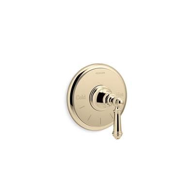 Artifacts MasterShower temperature control valve trim with lever handle - Vibrant French Gold by Kohler