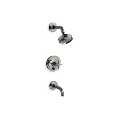 Kohler Purist Rite-Temp bath and shower trim kit with push-button diverter and cross handle, 2.5 gpm - Vibrant Titanium by Kohler