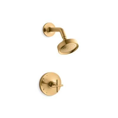 Kohler Purist Rite-Temp shower trim kit with cross handle, 2.5 gpm - Vibrant Brushed Moderne Brass by Kohler
