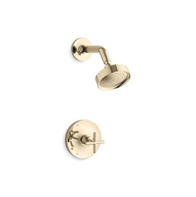 Kohler Purist Rite-Temp shower trim kit with cross handle, 2.5 gpm - Vibrant French Gold by Kohler