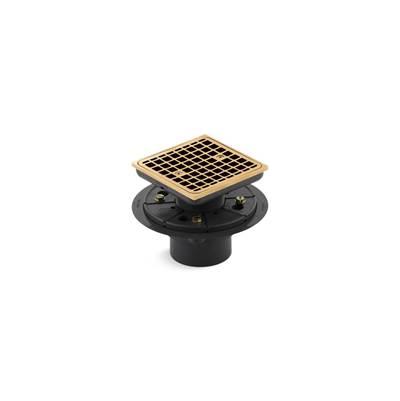 Kohler Clearflo Square design tile-in shower drain - Vibrant Brushed Moderne Brass by Kohler