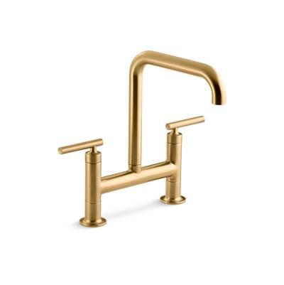 Kohler Purist Two-hole bridge kitchen sink faucet - Vibrant Brushed Moderne Brass by Kohler