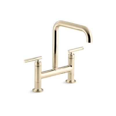 Kohler Purist Two-hole bridge kitchen sink faucet - Vibrant French Gold by Kohler