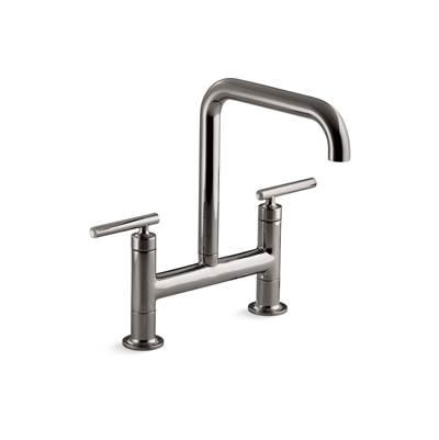 Kohler Purist Two-hole bridge kitchen sink faucet - Vibrant Titanium by Kohler