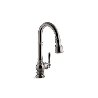 Artifacts Pull-down kitchen sink faucet with three-function sprayhead - Vibrant Titanium by Kohler
