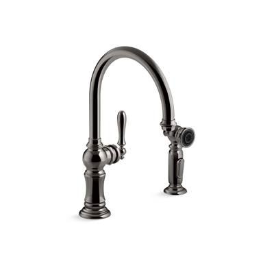 Artifacts Single-handle kitchen sink faucet with two-function sprayhead