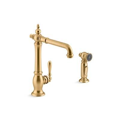 Artifacts Single-handle kitchen sink faucet with side sprayer by Kohler
