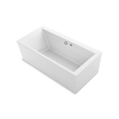 Kohler Stargaze 60'' x 34'' freestanding Heated BubbleMassageE air bath with Bask heated surface and straight shroud - White