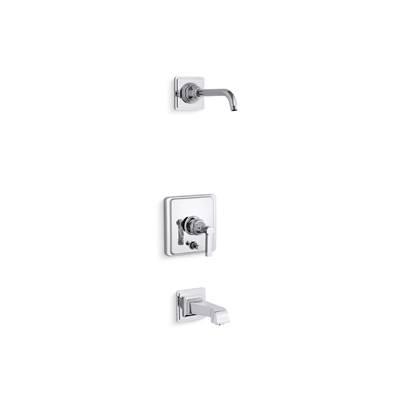 Kohler Pinstripe Pure Rite-Temp bath and shower trim kit with push-button diverter and lever handle, without showerhead - Polished Chrome by Kohler