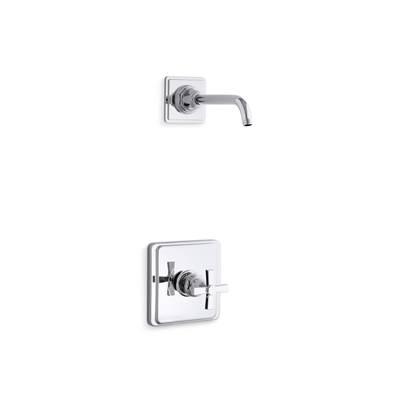 Kohler Pinstripe Pure Rite-Temp shower trim kit with cross handle, without showerhead - Polished Chrome by Kohler