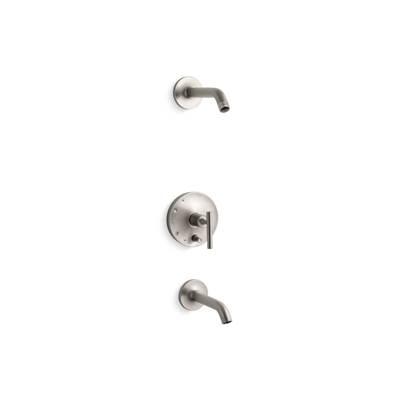 Kohler Purist Rite-Temp bath and shower trim kit with push-button diverter and lever handle, without showerhead - Vibrant Brushed Nickel by Kohler