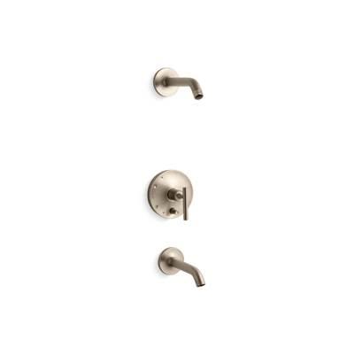 Kohler Purist Rite-Temp bath and shower trim kit with push-button diverter and lever handle, without showerhead - Vibrant Brushed Bronze by Kohler